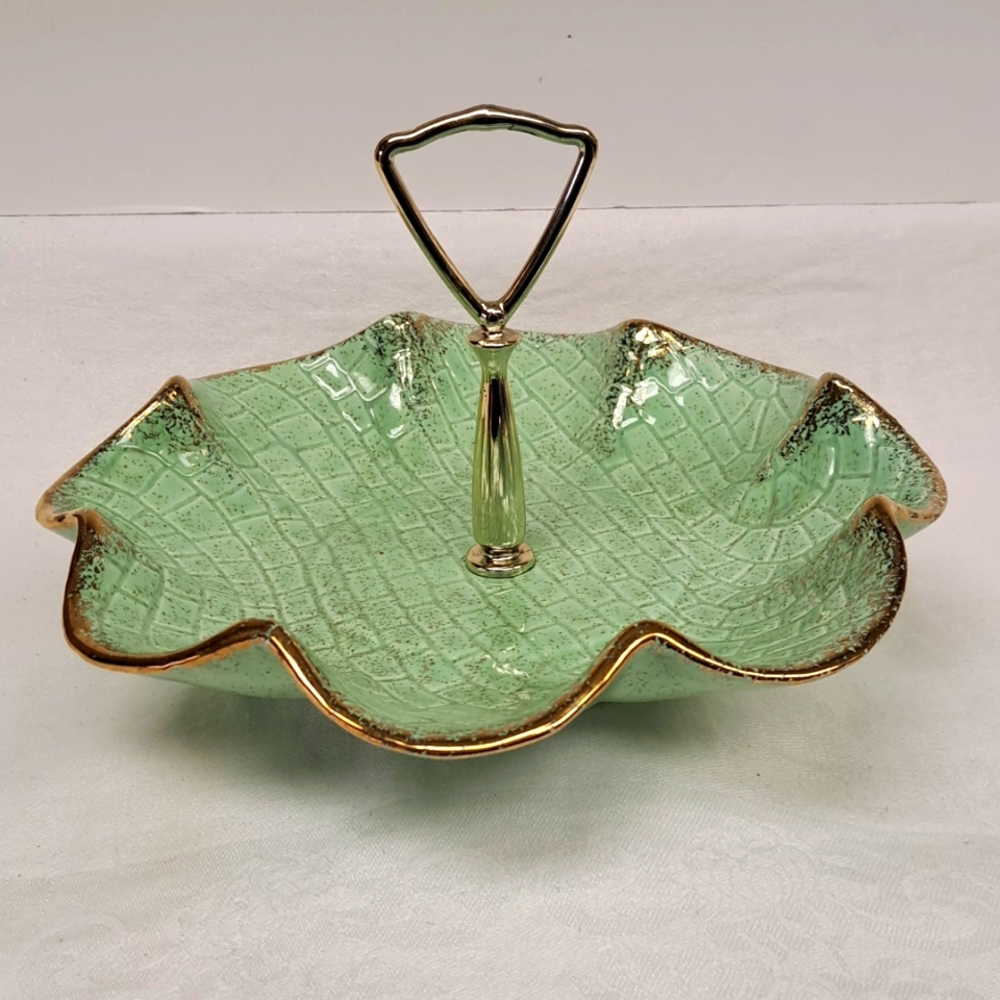 Mid Century Modern California Pottery tidbit / sandwich tray